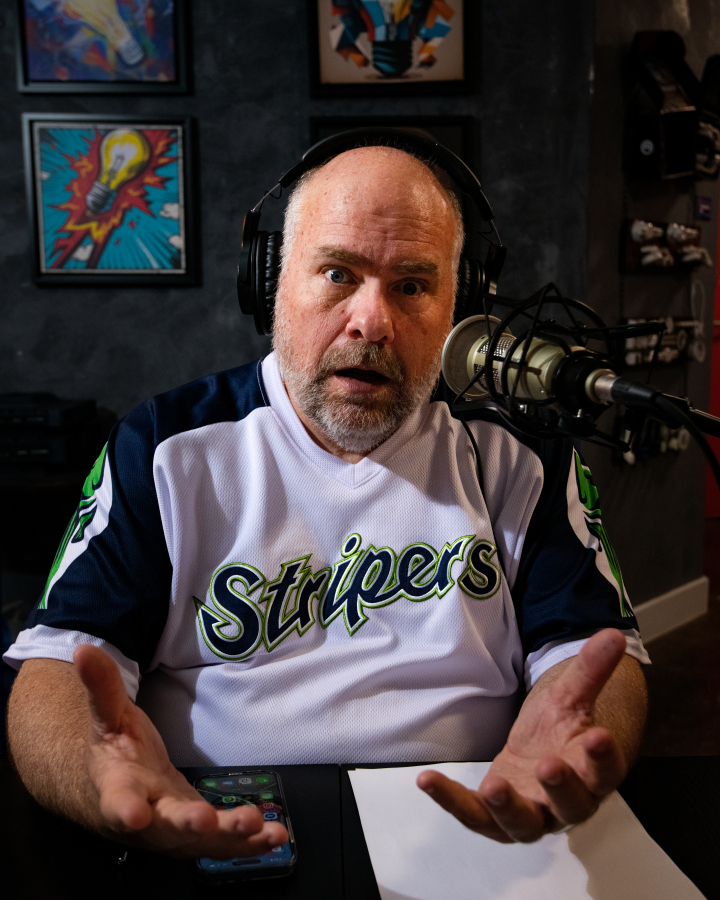 Steven Julian recording a podcast